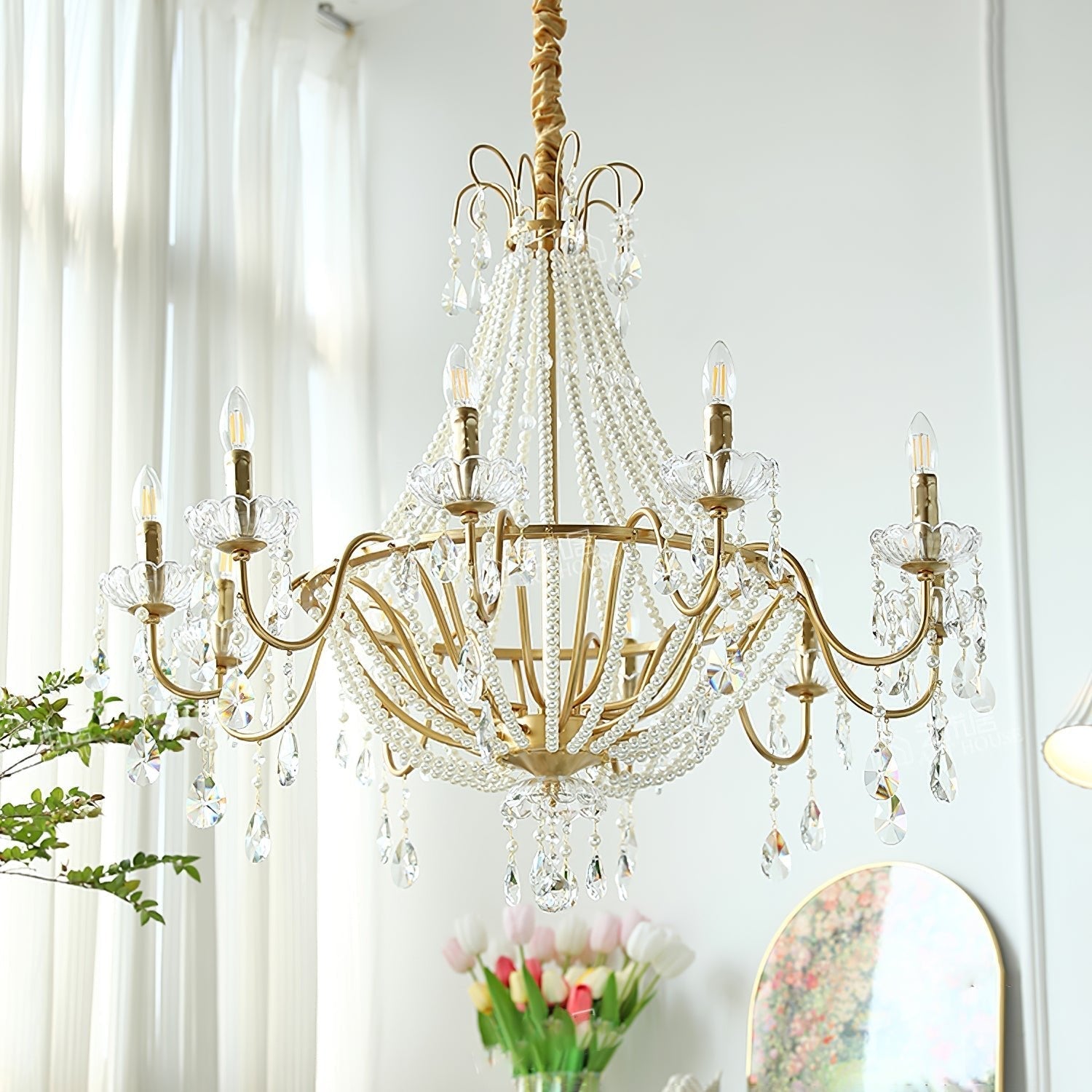 Arcadia Gold Crystal Chandelier with Multi-Head Luxurious Elegance