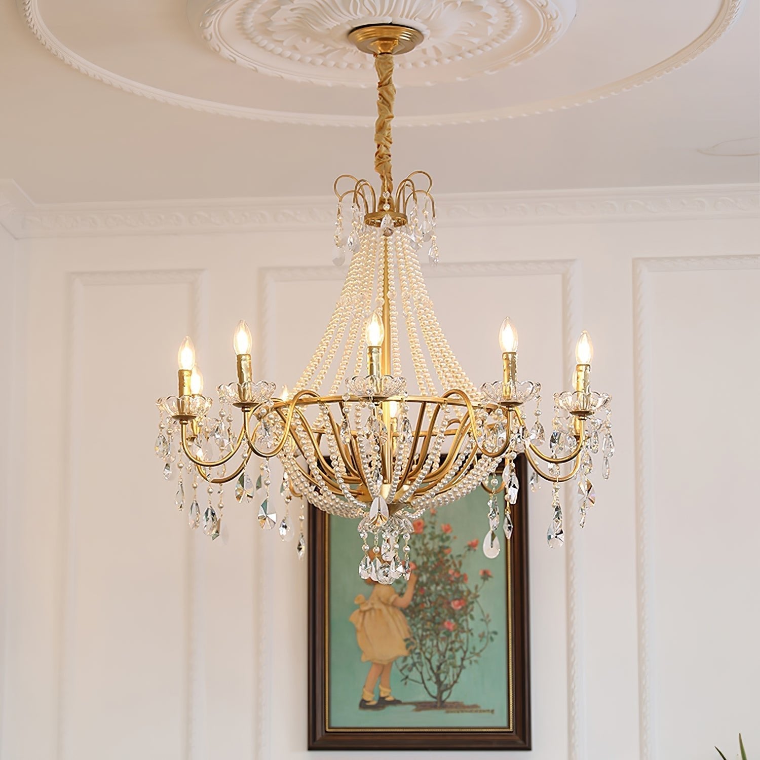 Arcadia Gold Crystal Chandelier with Multi-Head Luxurious Elegance