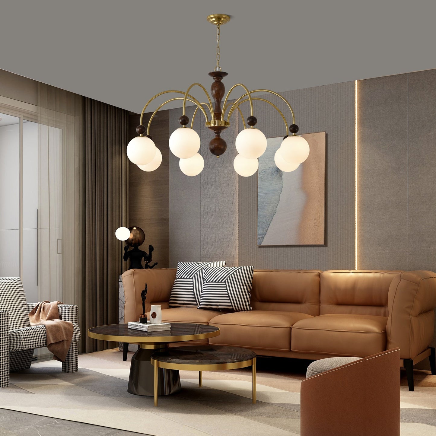 Archway Walnut Color Chandelier - YIOSI