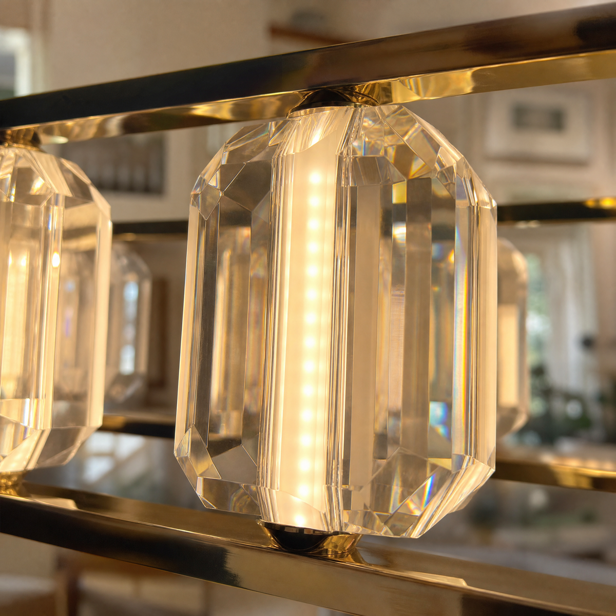 Arcus Contemporary Crystal Linear Chandelier 47"
