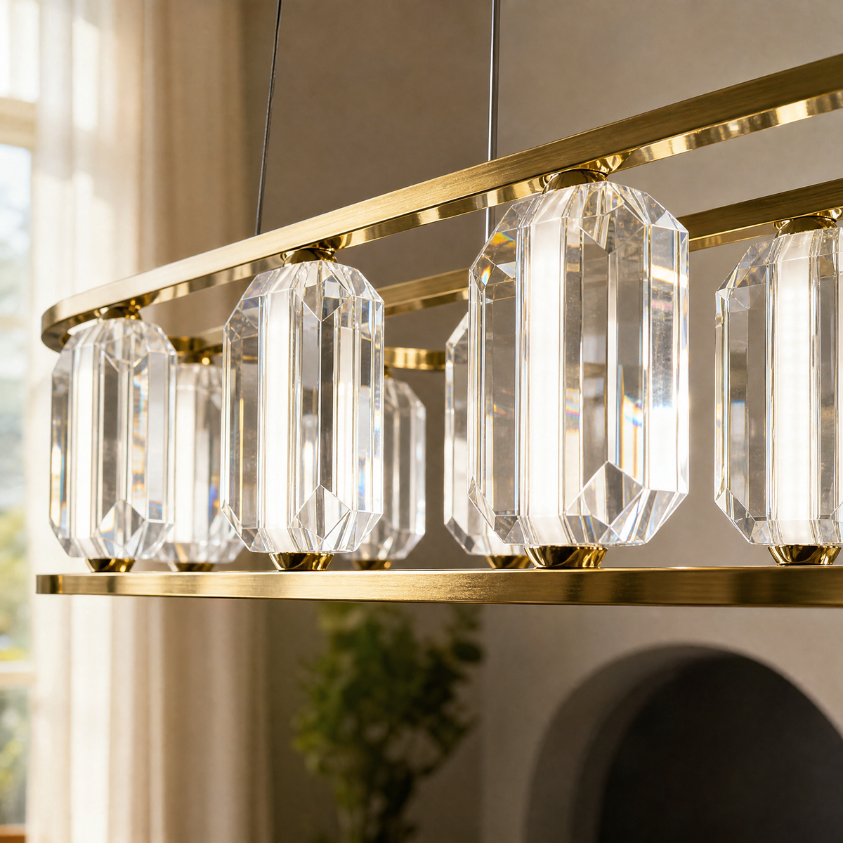 Arcus Contemporary Crystal Linear Chandelier 47"