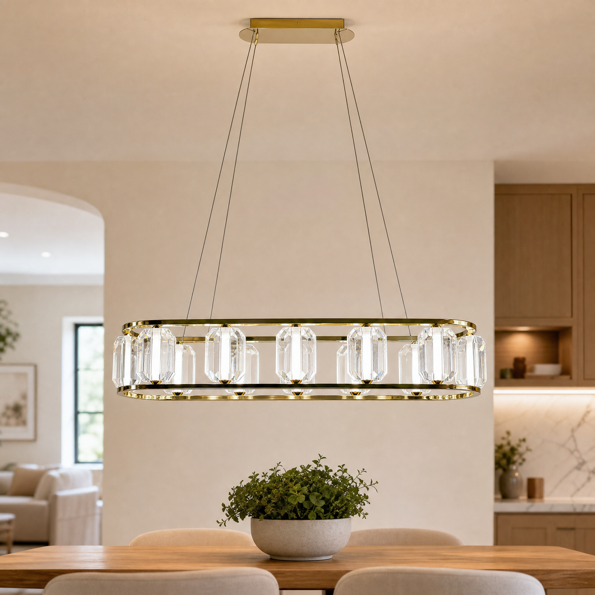 Arcus Contemporary Crystal Linear Chandelier 47"