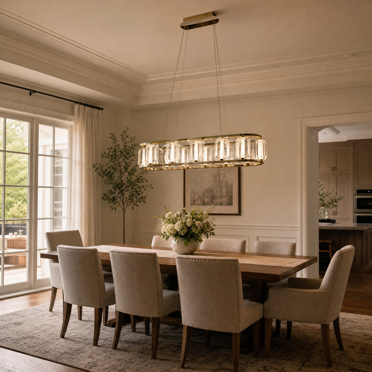Arcus Contemporary Crystal Linear Chandelier 47"