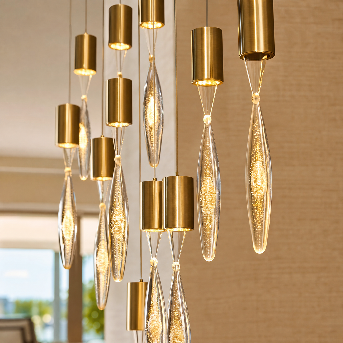 Aspen Hand-Blown Glass Oval Chandelier 39" L