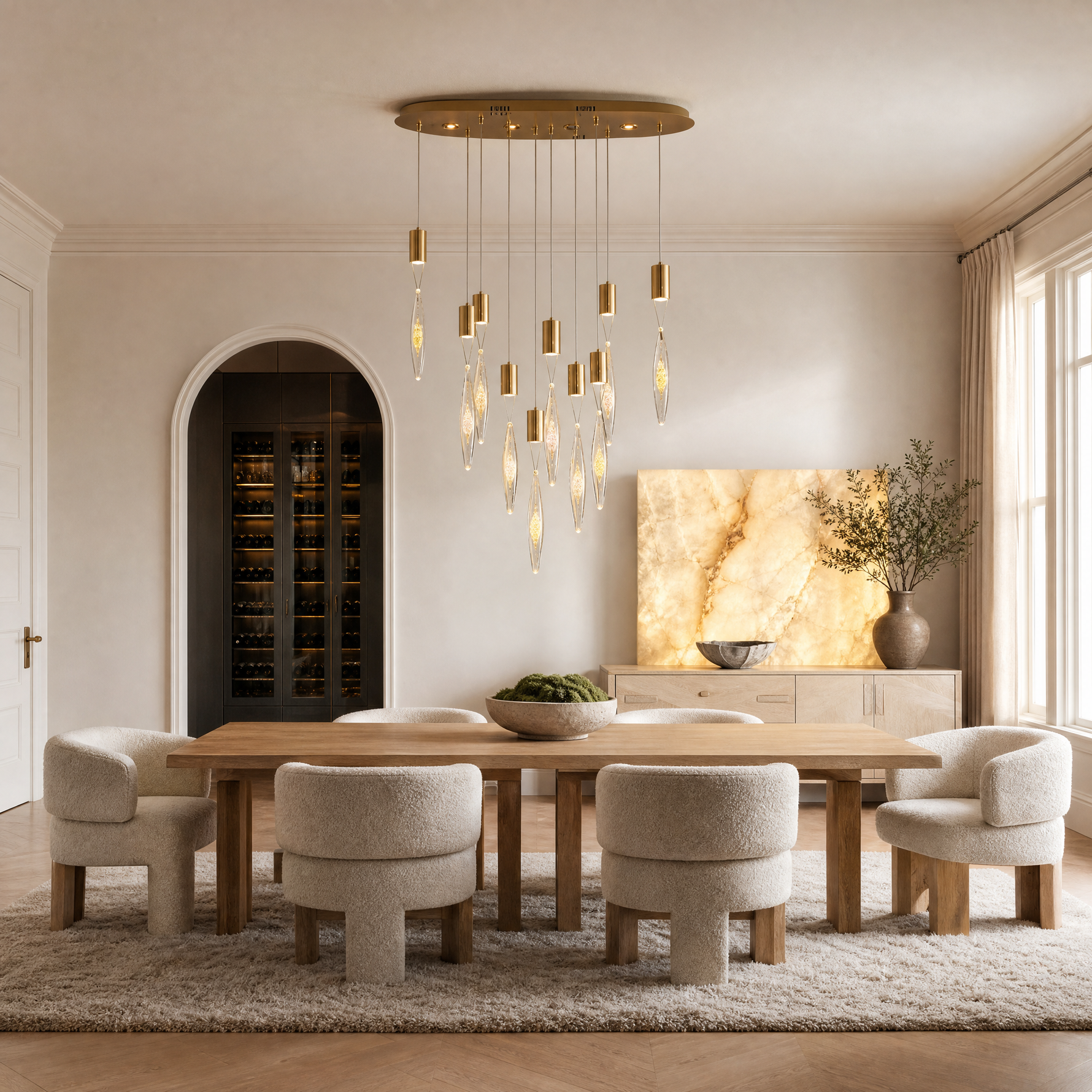 Aspen Hand-Blown Glass Oval Chandelier 39" L