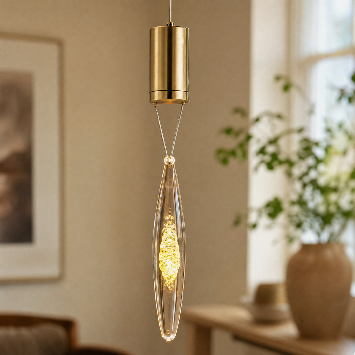 Aspen Linear Hand-Blown Glass Pendant 47"