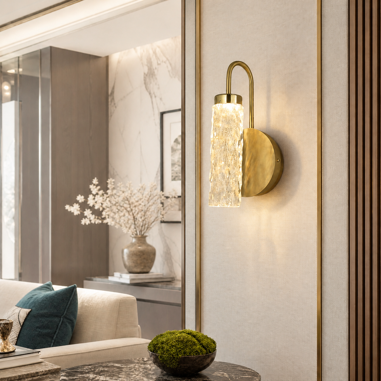 Bamboo Zen Modern Crystal Wall Sconce