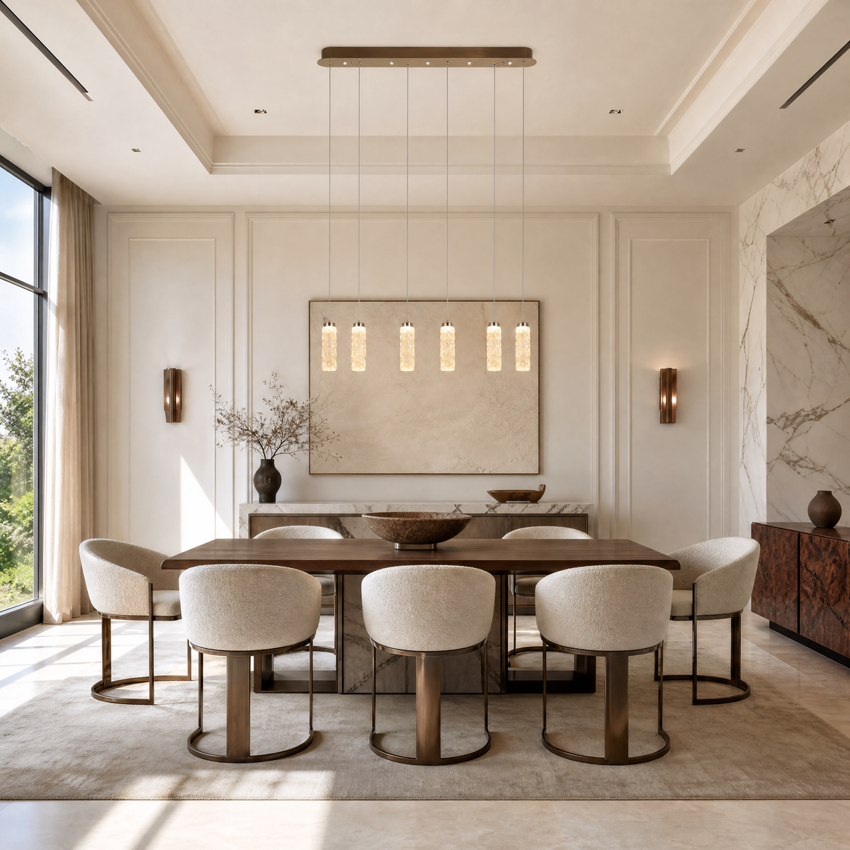 Bamboo Zen Modern Linear Dining Pendant Light