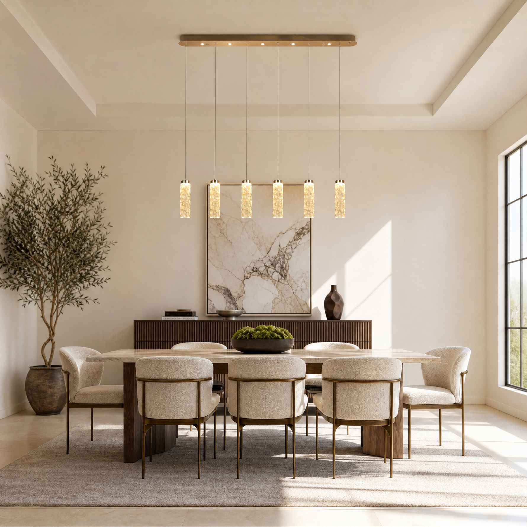 Bamboo Zen Modern Linear Dining Pendant Light