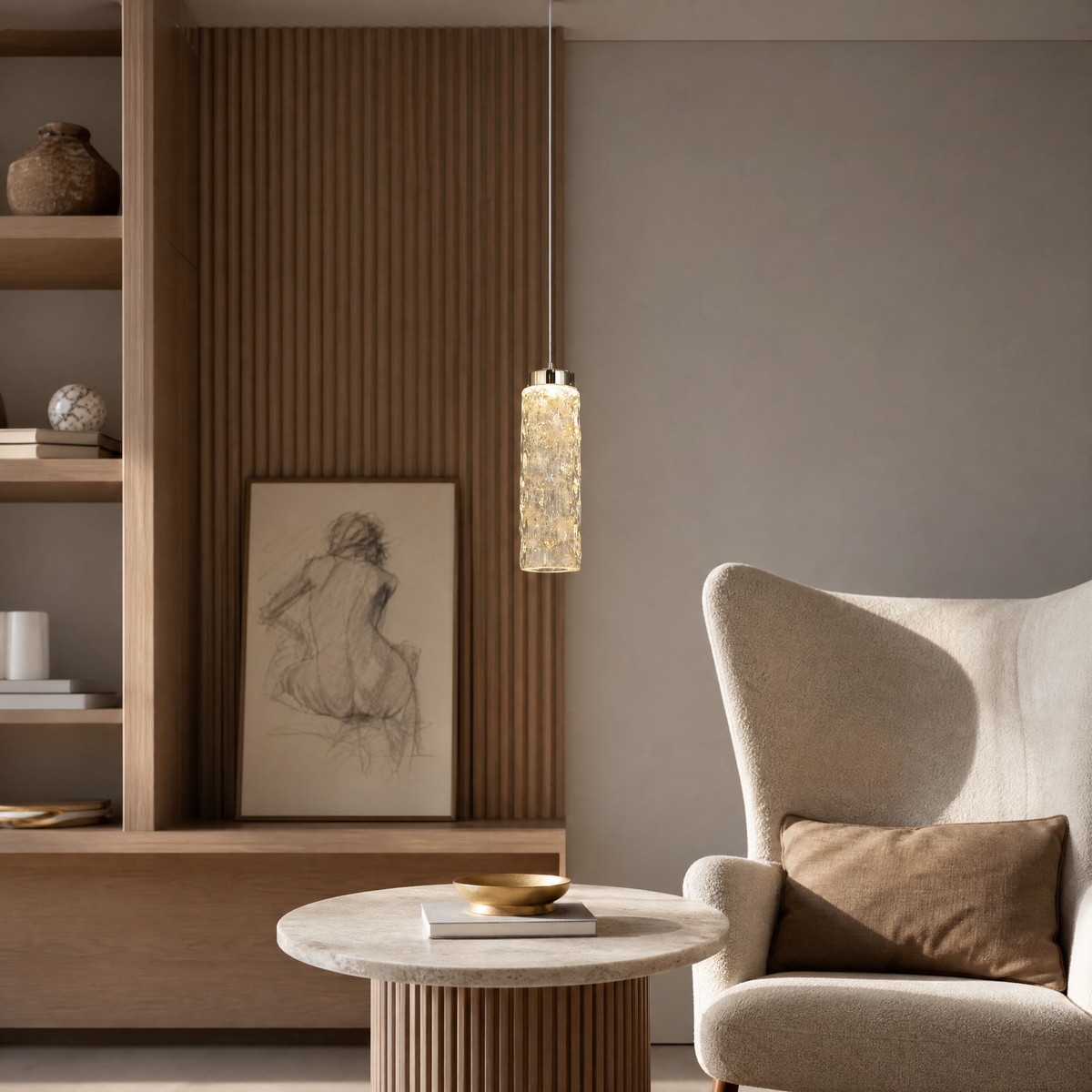 Bamboo Zen Modern Sculptural Pendant Light