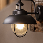 Barn Wall Sconce Farmhouse Sand Black Iron Seeded Glass 1-Light 10.2"H for Porch