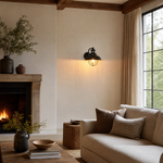 Barn Wall Sconce Farmhouse Sand Black Iron Seeded Glass 1-Light 10.2"H for Porch