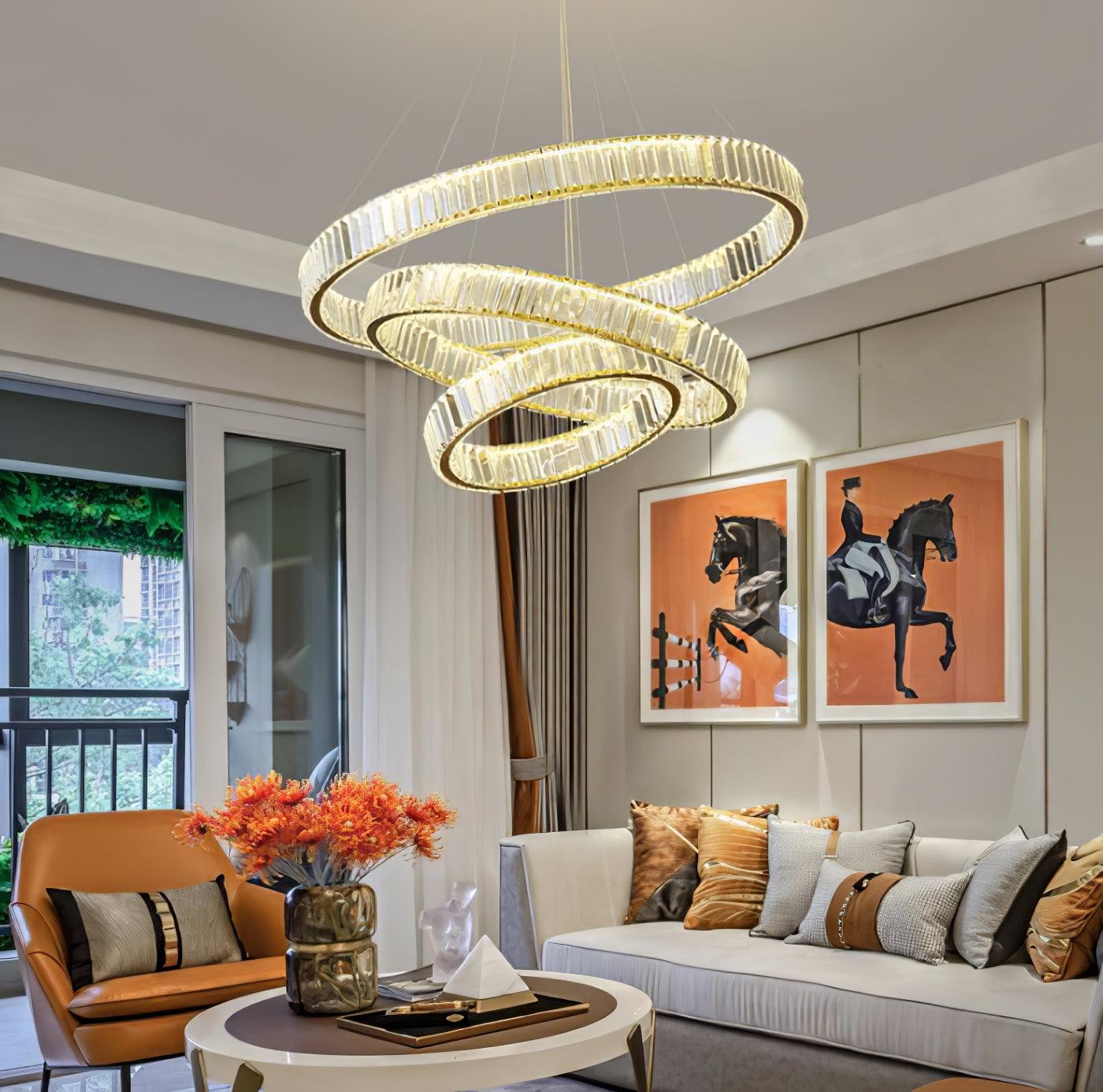 Bertolda Gold Crystal Multi‑Tier LED Chandelier – Elegant Luxury