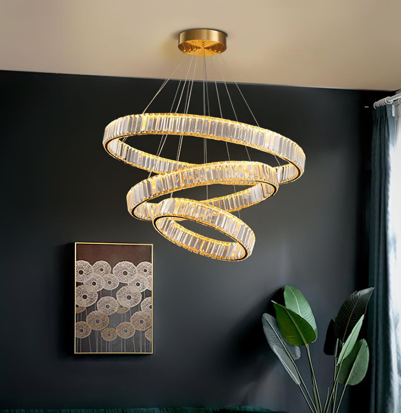 Bertolda Gold Crystal Multi‑Tier LED Chandelier – Elegant Luxury