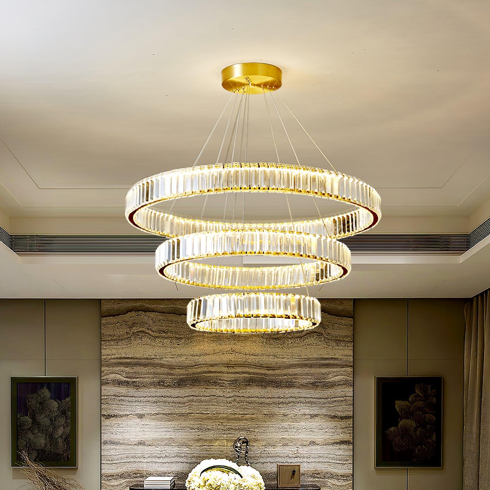 Bertolda Gold Crystal Multi‑Tier LED Chandelier – Elegant Luxury