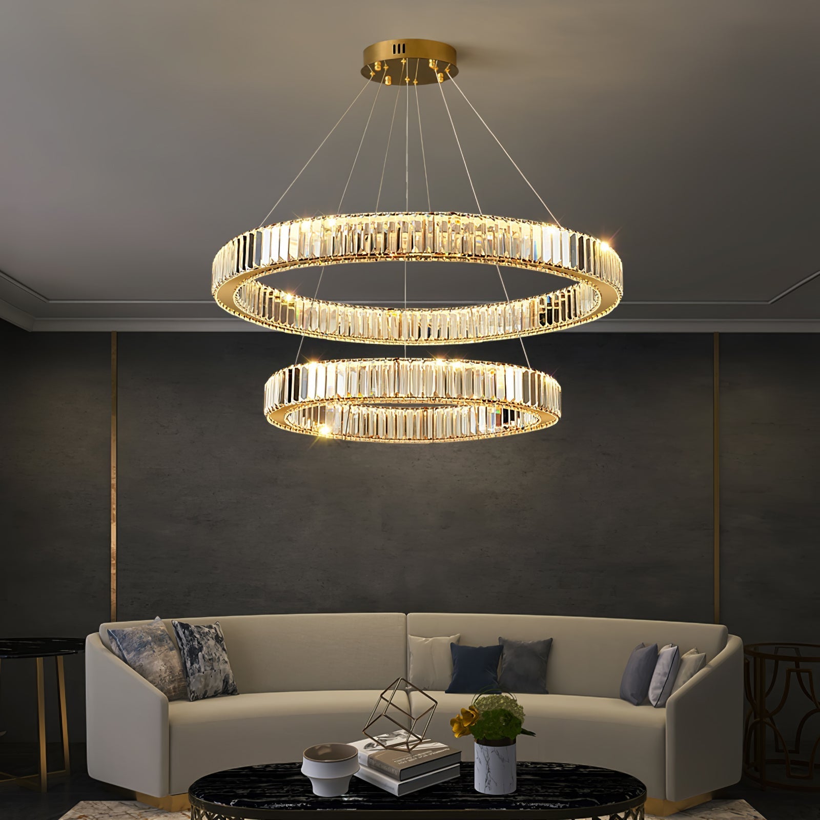 Bertolda Gold Crystal Multi‑Tier LED Chandelier – Elegant Luxury