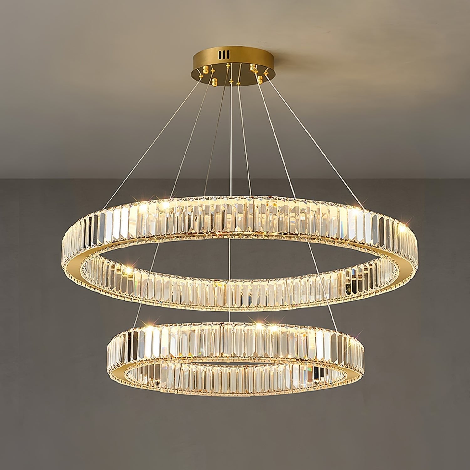 Bertolda Gold Crystal Multi‑Tier LED Chandelier – Elegant Luxury