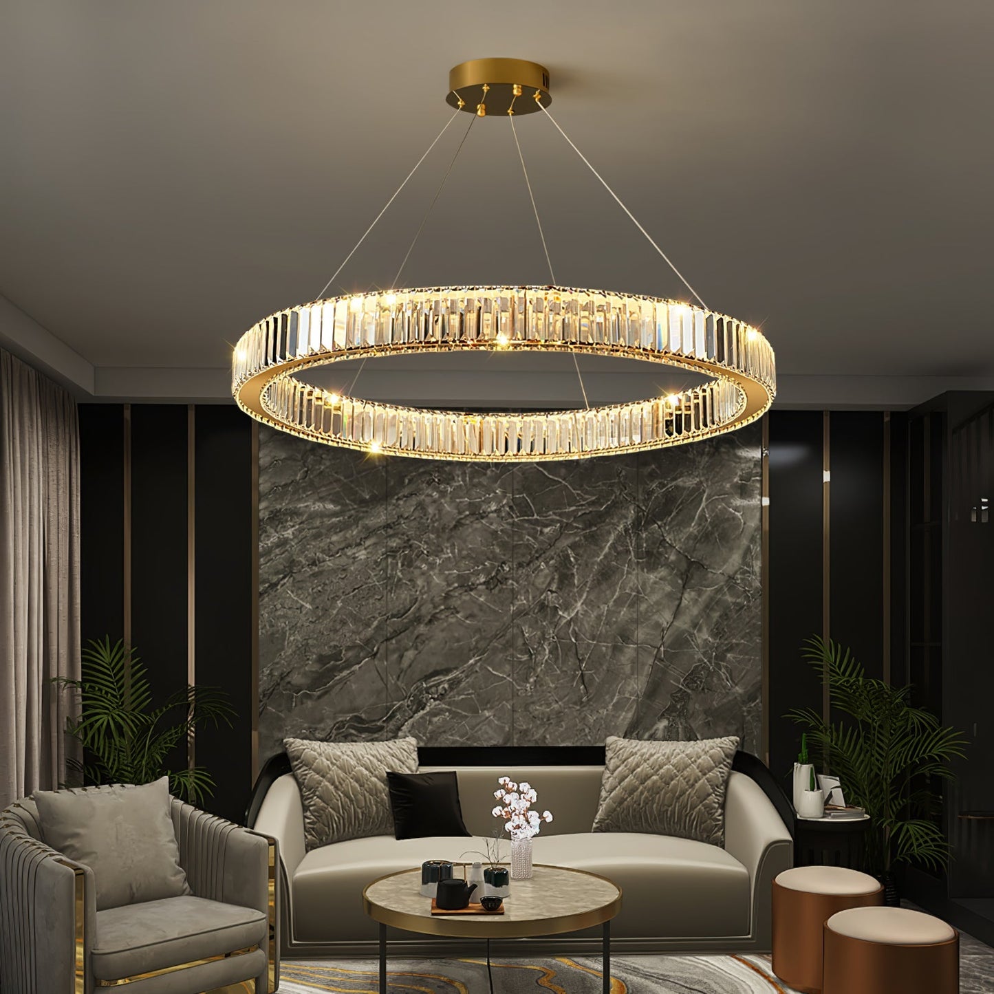 Bertolda Gold Crystal Multi‑Tier LED Chandelier – Elegant Luxury