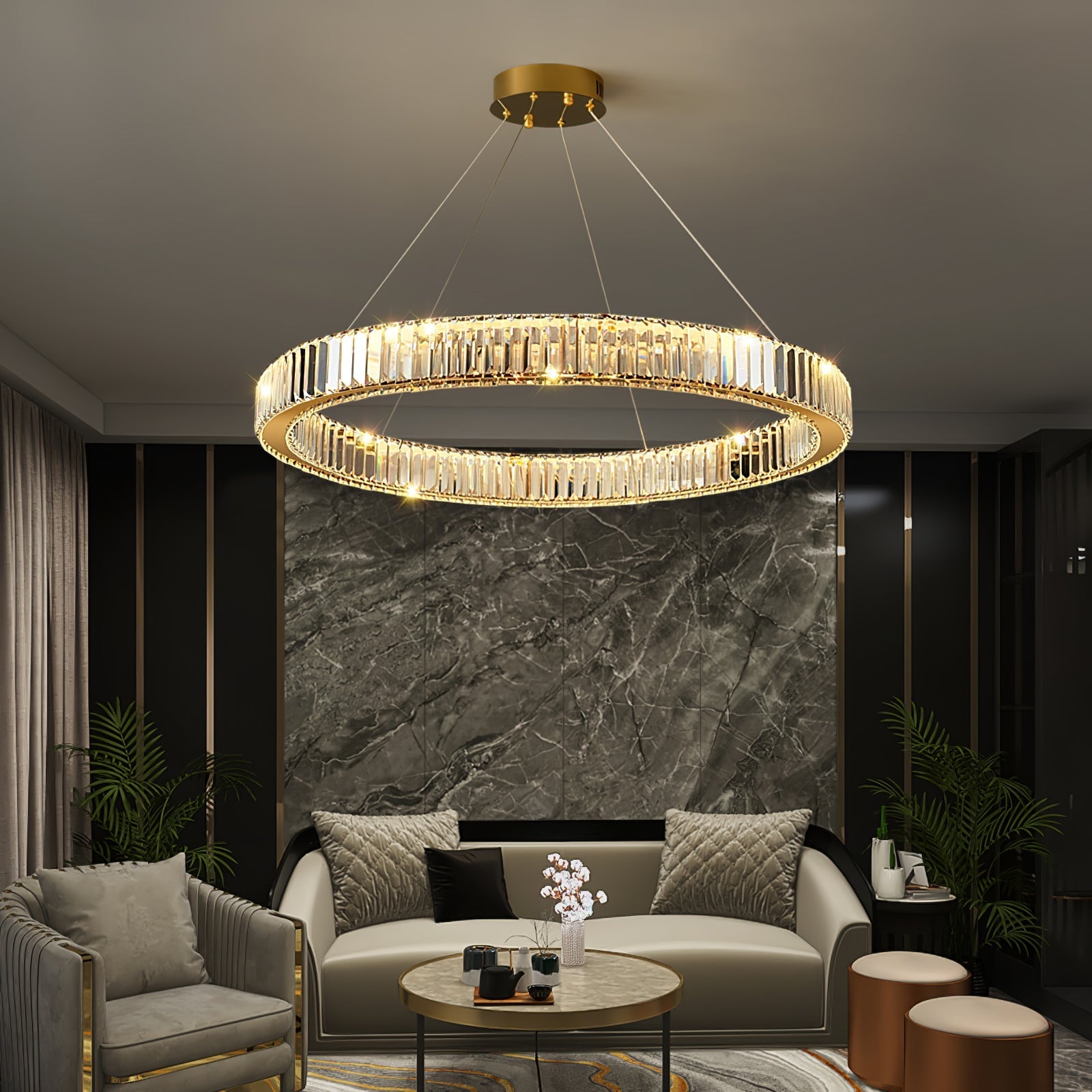 Bertolda Gold Crystal Multi‑Tier LED Chandelier – Elegant Luxury