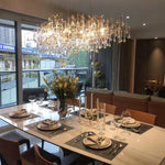 Bijou Brass & Clear Crystal Chandelier Handcrafted Branch Design