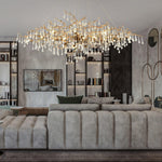 Bijou Brass & Clear Crystal Chandelier Handcrafted Branch Design