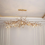 Bijou Brass & Clear Crystal Chandelier Handcrafted Branch Design