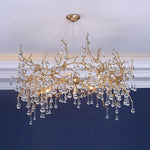 Bijou Brass & Clear Crystal Chandelier Handcrafted Branch Design