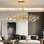 Bijou Brass & Clear Crystal Chandelier Handcrafted Branch Design