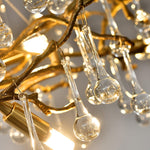 Bijou Brass & Clear Crystal Chandelier Handcrafted Branch Design