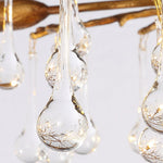 Bijou Brass & Clear Crystal Chandelier Handcrafted Branch Design