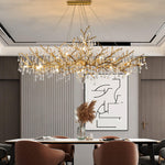 Bijou Brass & Clear Crystal Chandelier Handcrafted Branch Design