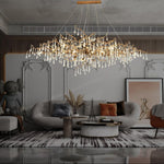 Bijou Brass & Clear Crystal Chandelier Handcrafted Branch Design