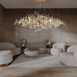 Bijou Brass & Clear Crystal Chandelier Handcrafted Branch Design