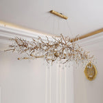 Bijou Brass & Clear Crystal Chandelier Handcrafted Branch Design