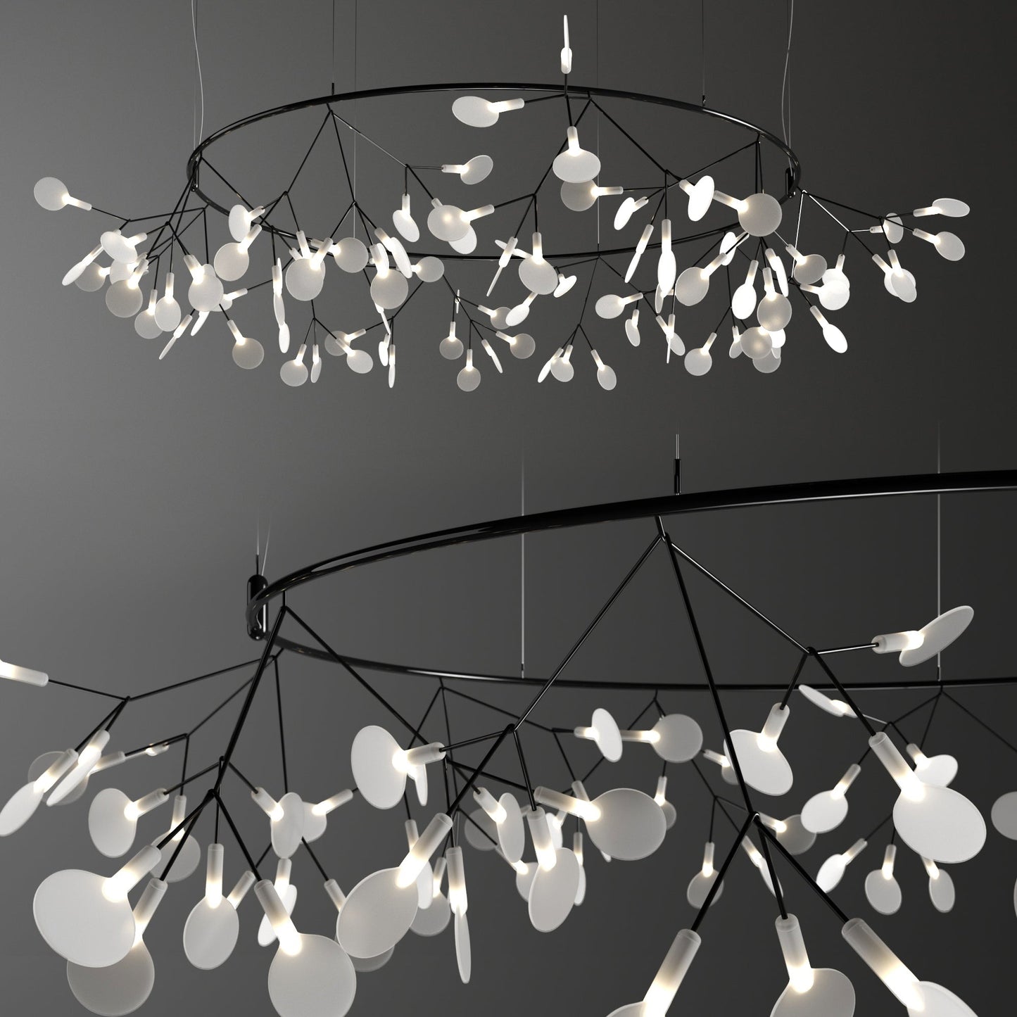 Black Big O Firefly LED Chandelier - YIOSI