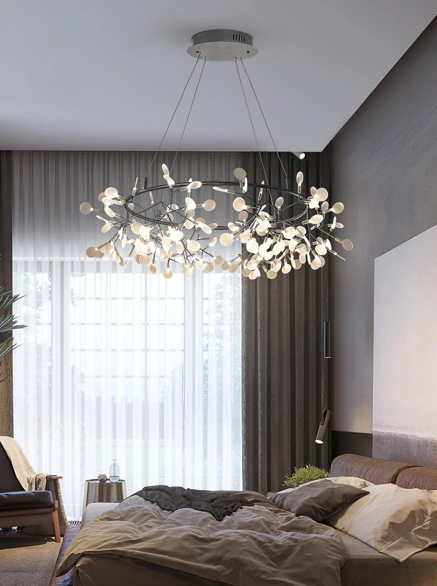 Black Big O Firefly LED Chandelier - YIOSI