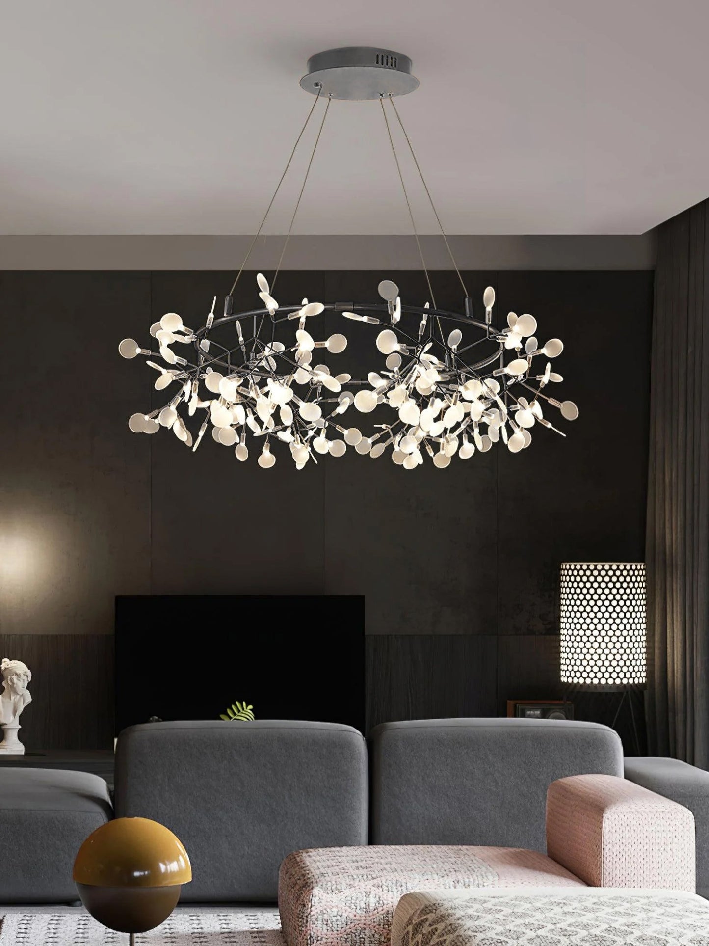 Black Big O Firefly LED Chandelier - YIOSI