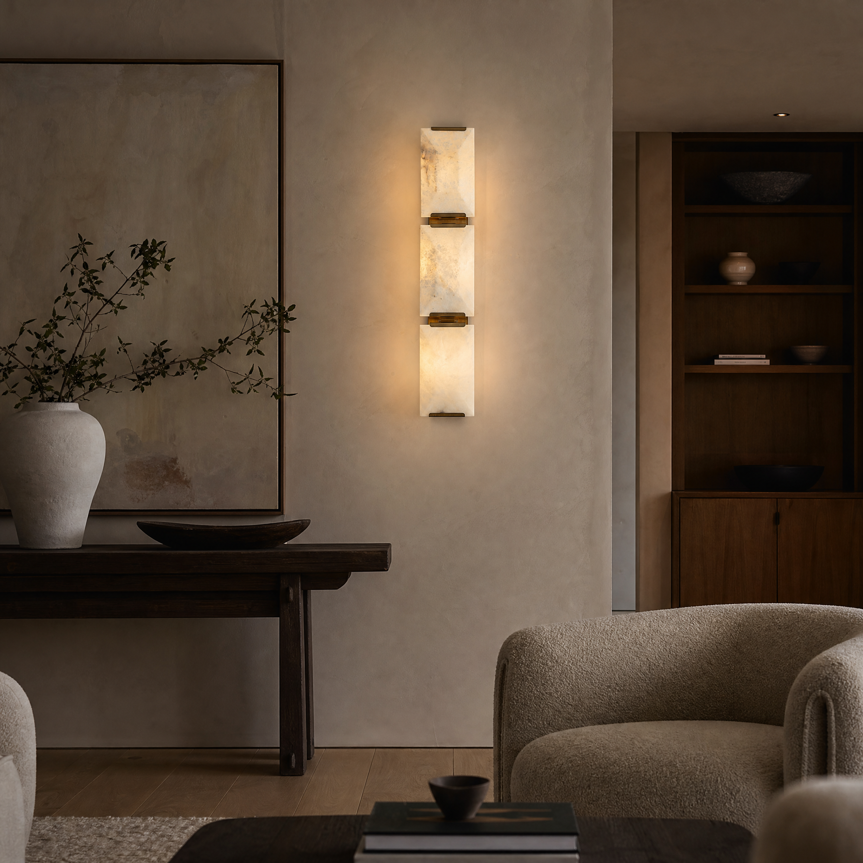 Blocco Modern Alabaster Linear Wall Sconce