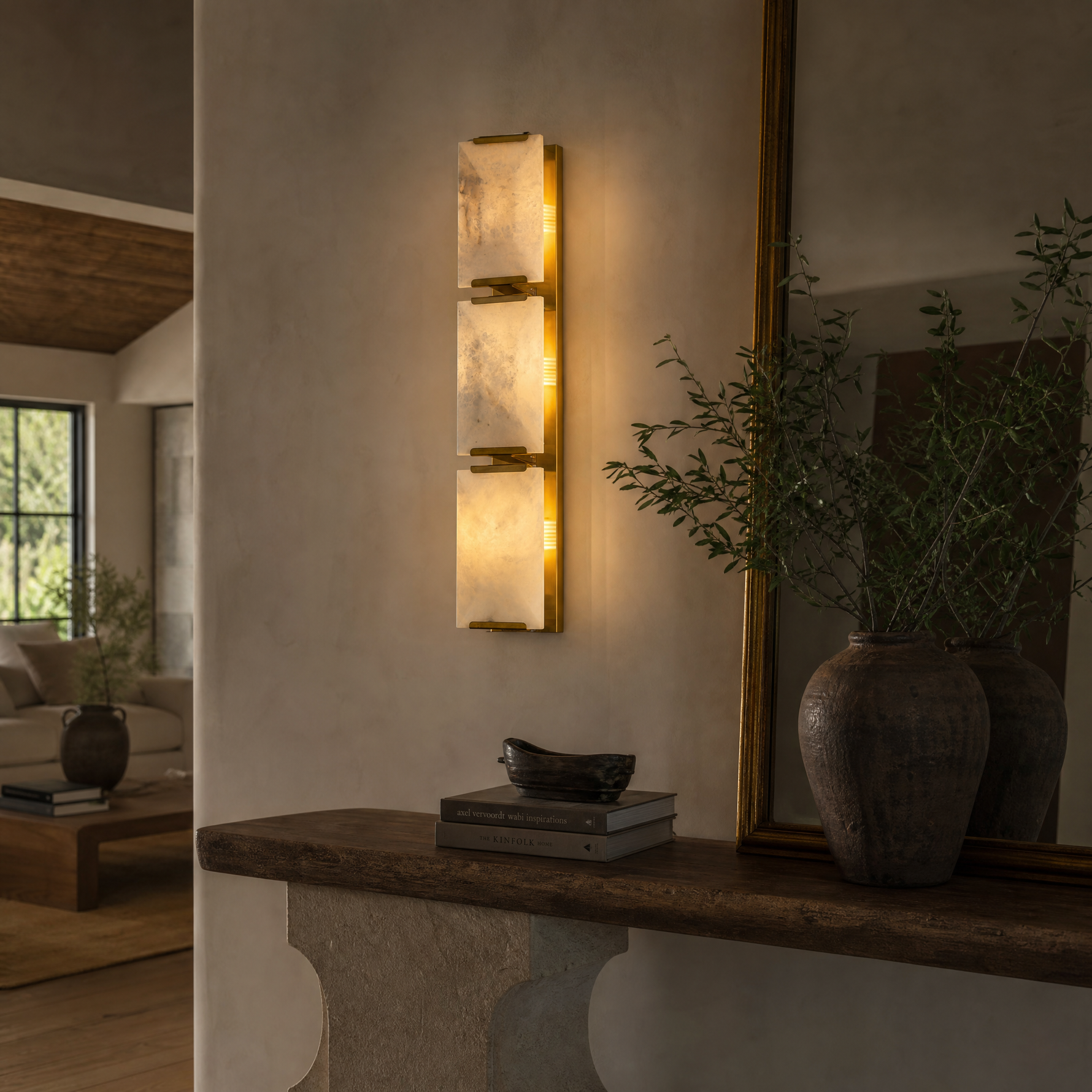 Blocco Modern Alabaster Linear Wall Sconce