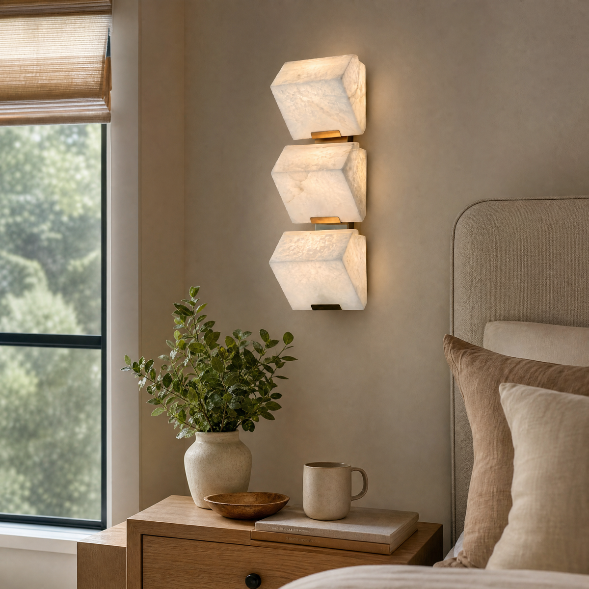 Blocco Modern Alabaster Wall Sconce