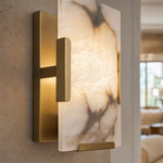 Blocco Modern Brass Alabaster Wall Sconce