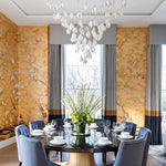 Celeste Flora Ceramic Flower Pendant Light with Brass & White Finish