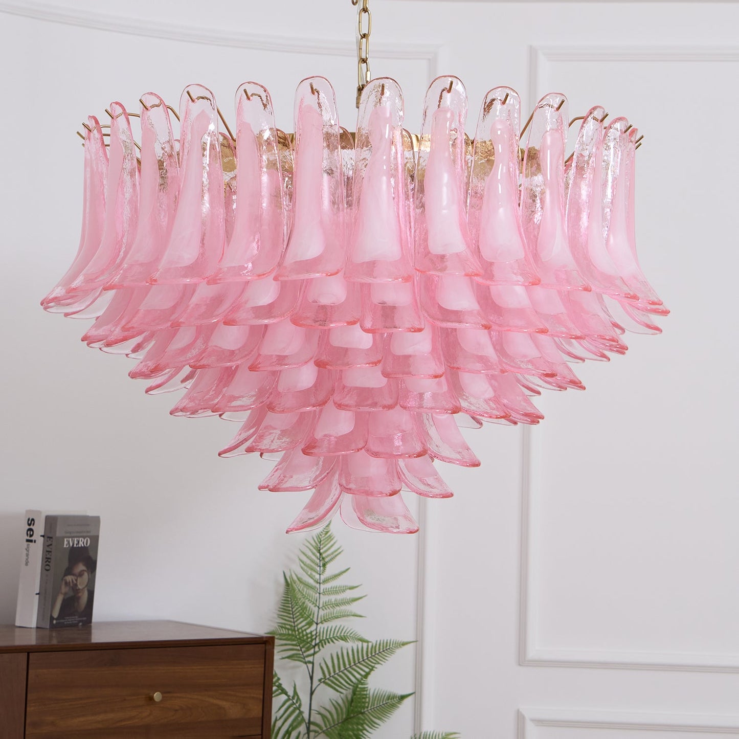 Blush Pink Glass Murano Chandelier - YIOSI