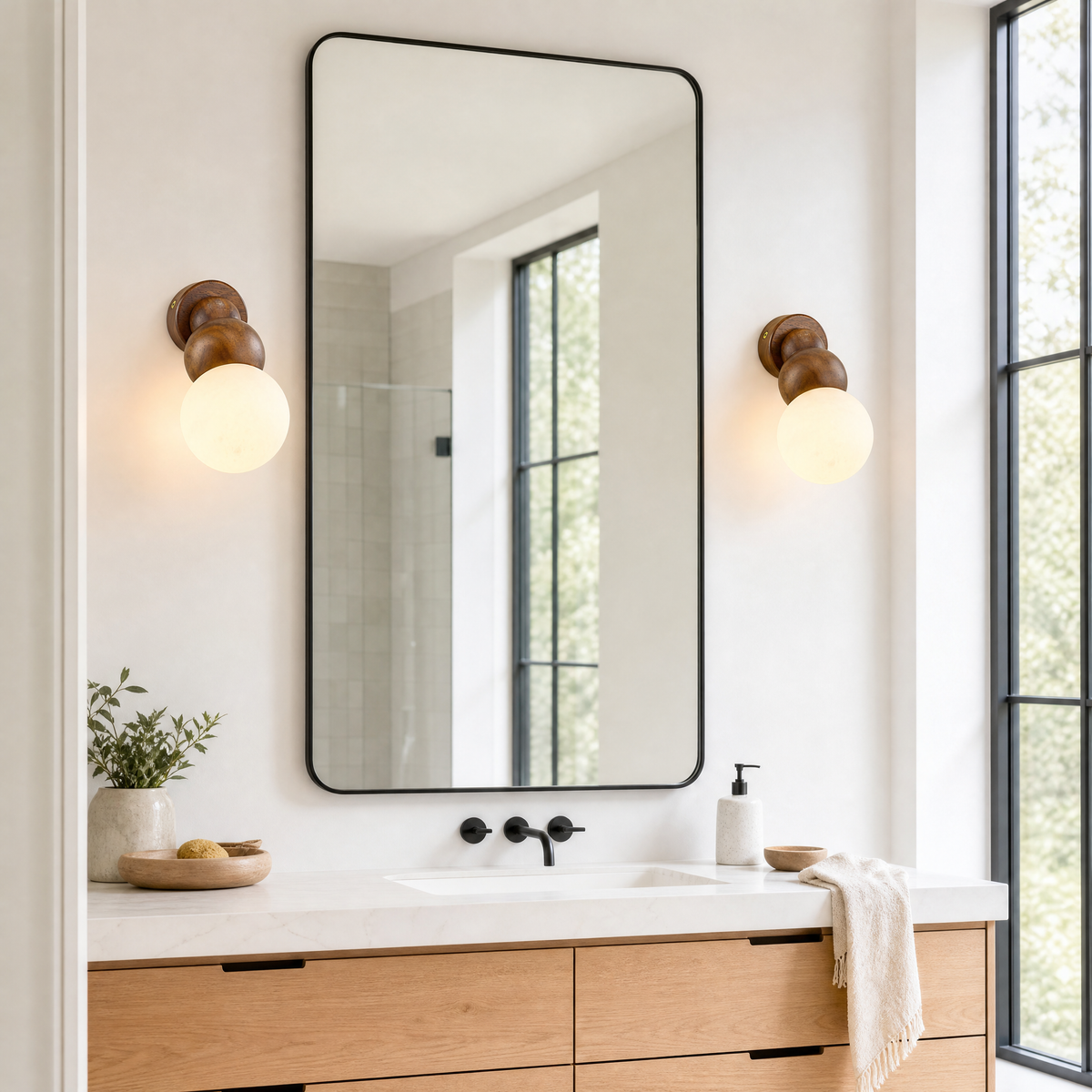 Bosco Alabaster Sphere Wall Sconce