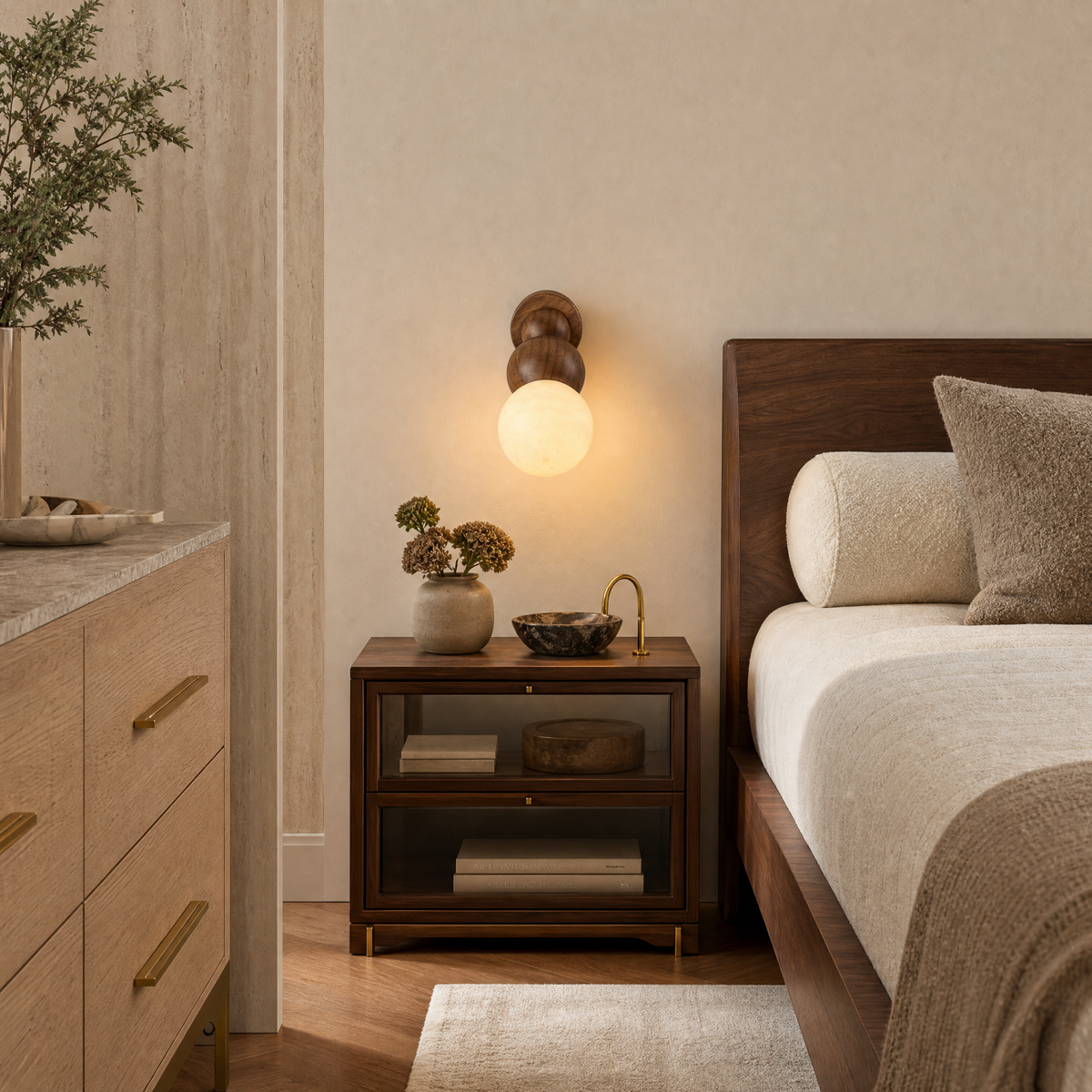 Bosco Alabaster Sphere Wall Sconce
