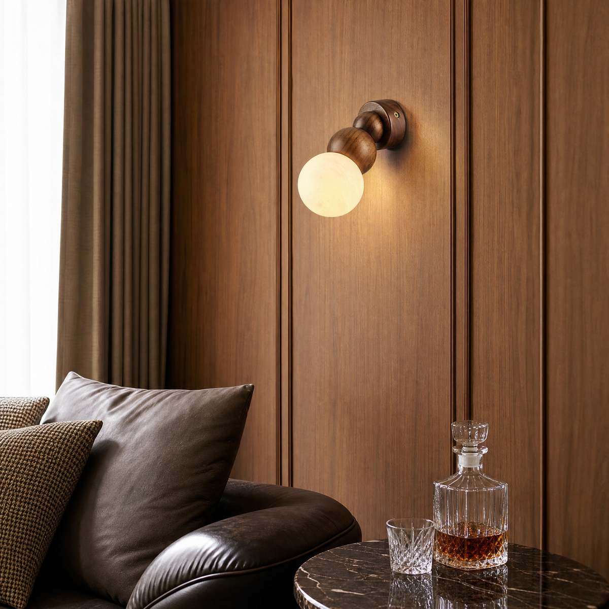 Bosco Alabaster Sphere Wall Sconce