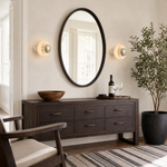 Bosco Wood Polished Orb Alabaster Halo Wall Sconce