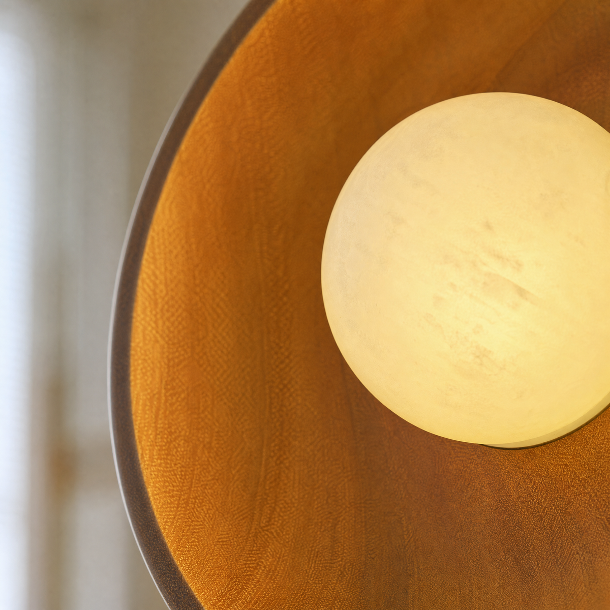 Bosco Wood Walnut Disc Alabaster Wall Sconce