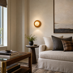 Bosco Wood Walnut Disc Alabaster Wall Sconce