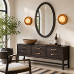 Bosco Wood Walnut Disc Alabaster Wall Sconce